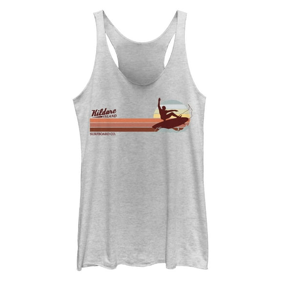 Women's Outer Banks Kildare Island Surfboard Co. Retro Silhouette Racerback Tank Top