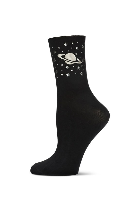 Women's Outer Space Star Stud Crew Socks - Womens - Female, 9-11, Black