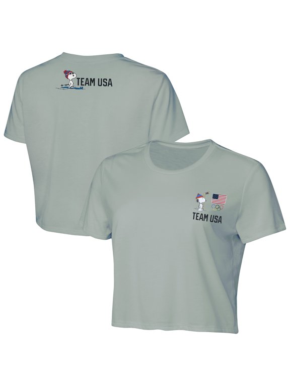 Women's Outerstuff Blue Team USA x Peanuts Game Plan Cropped T-Shirt