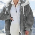 thumbnail image 1 of Women's Outerwear Fuzzy Fleece Jacket Solid Color Hoodie Zipper Plus Size Winter Teddy Coat, 1 of 4