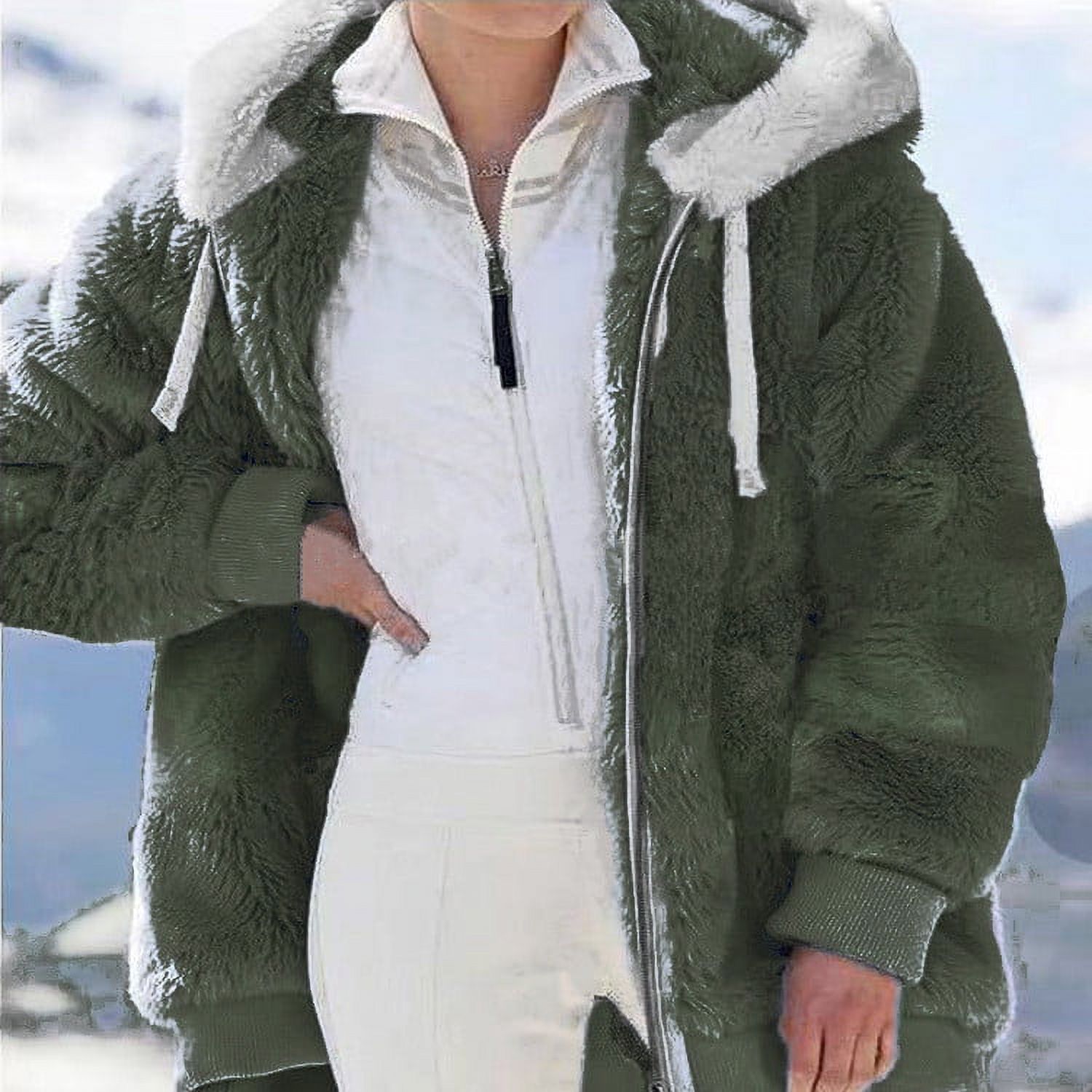 Fluffy zip up winter teddy coat best sale
