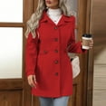 thumbnail image 1 of Women's Outerwear with Pockets Plus Size Button Long Sleeve Solid Color Lightweight Vintage Warm Coat Classic Casual Loose Elegant Womenswear for Spring Fall Winter, 1 of 9