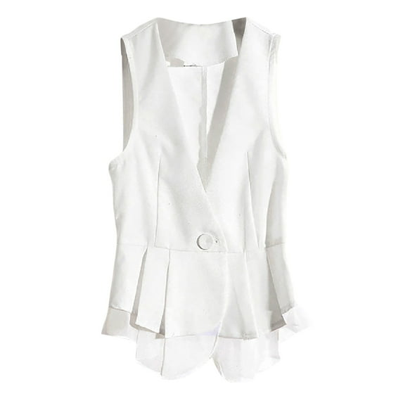 Women's Outerwear Vests Sleeveless V Neck Chiffon Vest Solid Color Casual Sleeveless Cardigan Short Vest Suit Vest Summer Coat