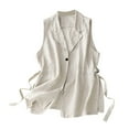 thumbnail image 1 of Women's Outerwear Vests Womens Cotton Linen Vest Casual Loose Sleeveless Vests Jacke Beige L, 1 of 7