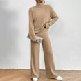 thumbnail image 1 of Women's Outfit Sets Regular Size Fall Fashion Solid Knitted Round Neck Long Sleeve Casual Pants Set, 1 of 6