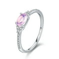 thumbnail image 1 of Womens Oval Ring Sterling Silver Ring Inlaid Crystal Ring Electroplated Fashion Ring Casual Pink Ring Gift for Her Silver Jewelry, 1 of 4