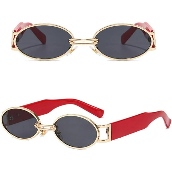 Women's Oval Sunglasses Vintage Small Metal Punk Sunglasses Ladies Steampunk Shades Glasses UV400