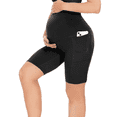 thumbnail image 1 of Cuifonique Women's Over Belly Maternity Shorts - High Waisted Yoga Lounge with Pocket(L, Black), 1 of 7