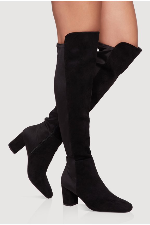 Women's Over The Knee Almond Toe Block Heel Boots