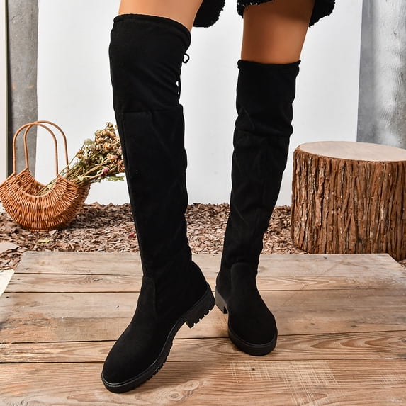Women's Over The Knee High Boots Platform Thigh High Round Toe Long Boots