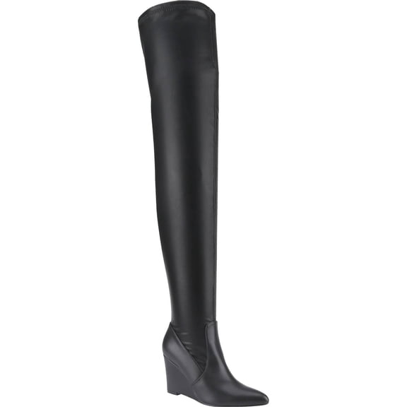 Women's Over The Knee Wedge Heel Boots Pointed Toe Thigh High Boot