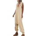 thumbnail image 1 of Women's Overalls Casual Loose Sleeveless Hooded Bib Jumpsuit With Pockets, 1 of 1