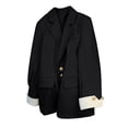thumbnail image 1 of Women's Oversize Blazer Lapel Neck Loose Fit Button Down Casual Boyfriend Jackets Color Block Long Sleeve Clothes, 1 of 9