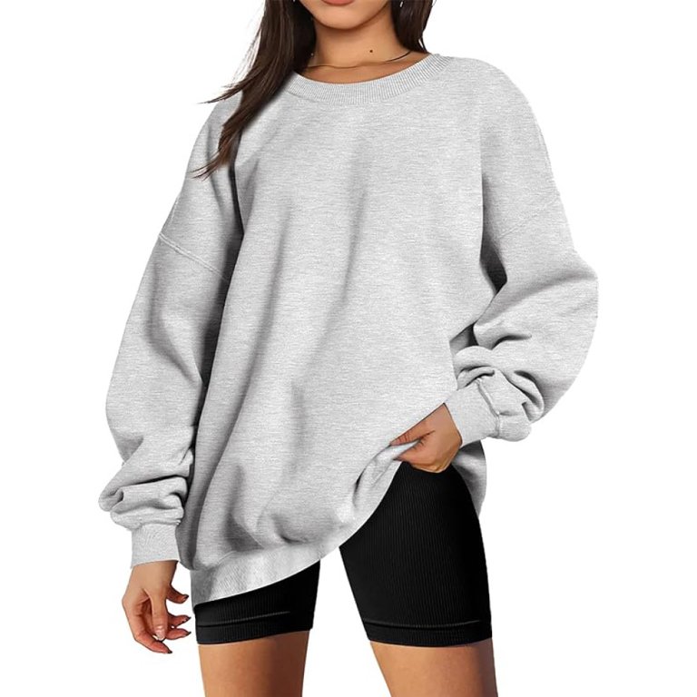Women's Oversize Fleece Sweatshirt Soft Fluffy Lined Crew Neck