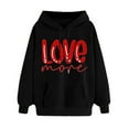 thumbnail image 1 of Women's Oversize Hoodies Comfy Long Sleeve Heart Graphic Print Pullover Sweatshirts Classic-Fitted Tops with Pocket(Black,XL), 1 of 5