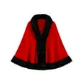 thumbnail image 1 of Women's Oversize Knit Cape Coat Winter Warm Poncho Fur-Collar Shawl Wrap Cardigan Cloak Red One Size, 1 of 2