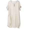 thumbnail image 1 of Women's Oversize Midi Dresses Casual Tunic with Pockets Beige M, 1 of 2