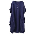 thumbnail image 1 of Women's Oversize Midi Dresses Casual Tunic with Pockets Navy XXL, 1 of 2