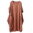 thumbnail image 1 of Women's Oversize Midi Dresses Casual Tunic with Pockets Orange XXL, 1 of 2