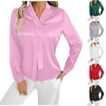 thumbnail image 1 of Women's Oversize Tank Tops Solid Color Turndown Collar Long Sleeve Frivolous T Shirt Pullover Tunic Pink XL, 1 of 6