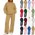 thumbnail image 1 of Women's Oversized 2 Piece Matching Lounge Set Sweatsuits,Long Sleeve Pullover Tops with Kangaroo Pocket,Wide Leg Pants with Side Pockets,Fall Tracksuit, Spring Outfits, 1 of 6
