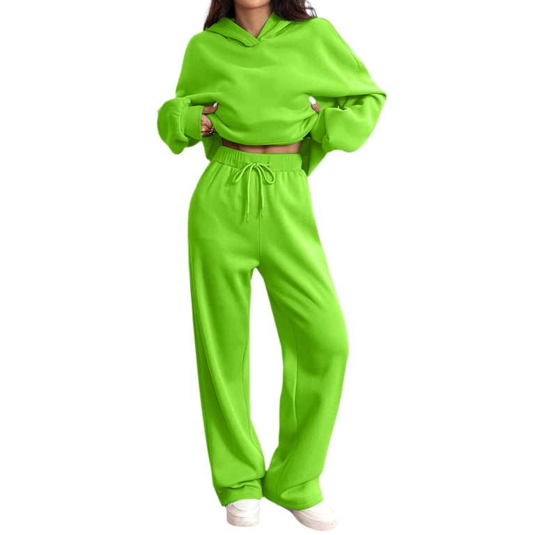 Women's Oversized 2 Piece Sweatsuit Set Hoodie Wide Leg Sweatpants