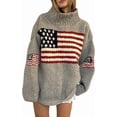 thumbnail image 1 of NOBRAND Women's American Flag Oversized Turtleneck Long Sleeve Knit Pullover Sweater, 1 of 4