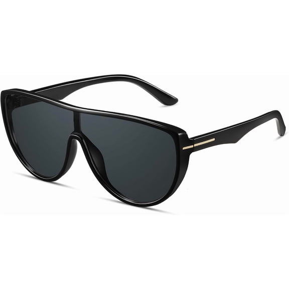 Women's Oversized Aviator Sunglasses, 70s Retro Shield-Shaped Large Round Sunglasses, Trendy Accessory
