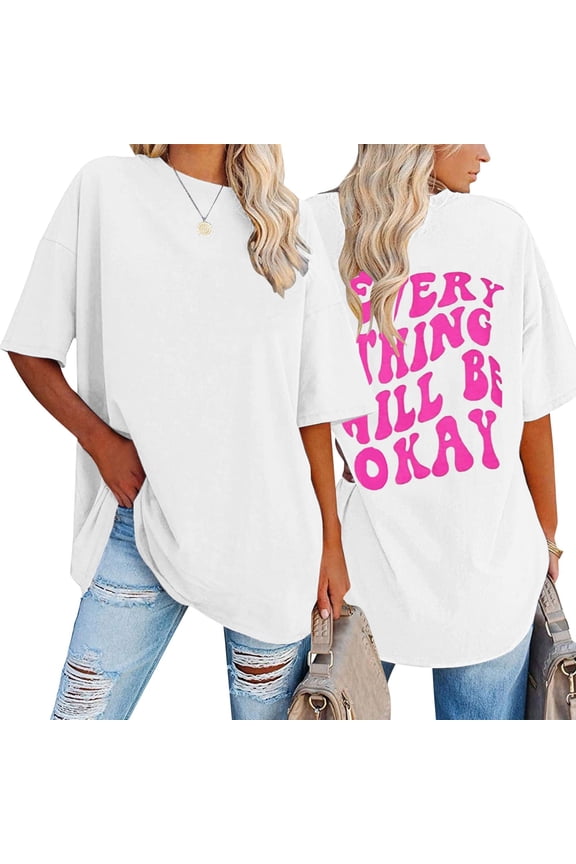 Women's Oversized Back Print Short Sleeve Casual Top Long Sleeve Heat Athletic Tops for Women Long Sleeve Long Sleeve Turtleneck Women Long Sleeved Women's Shirts Short Sleeve Scrub Jackets Neck Top