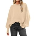 thumbnail image 1 of Women's Oversized Batwing Long Sleeve Crewneck Side Slit Ribbed Knit Pullover Sweater Tops, 1 of 7