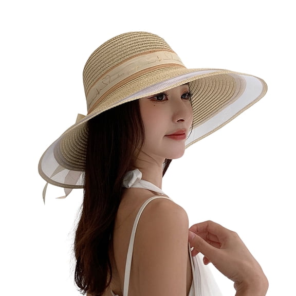 Women's Oversized Beach Hat,Large Wide Brim Floppy Sun Hats Big Foldable Straw Hat Outdoor UV Protection Summer Sun Beach Hat