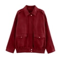 thumbnail image 1 of Women's Oversized Bomber Jacket Casual Loose Lapel Pilot Coat Long Sleeve Trendy Streetwear Fall Winter Outerwear, 1 of 6