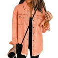 thumbnail image 1 of Women’s Oversized Button Up Frayed Hem Shacket Long Sleeve Pockets Denim Jean Jacket Orange 2XL, 1 of 4