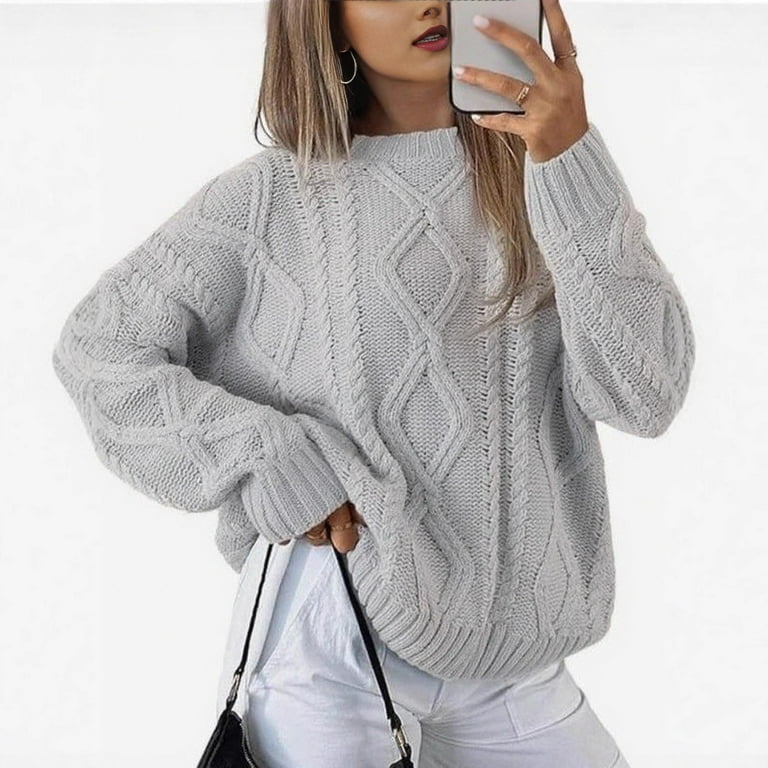 Women's Oversized Cable Knit Sweater Chunky Knit Pullover with