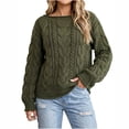 thumbnail image 1 of Women's Oversized Cable Knit Sweaters Boat Neck Long Sleeve Sweater Top Soft Stretch Knitted Pullover Tops Fall Winter Fashion Tops Army Green, 1 of 8