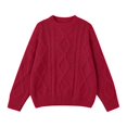 thumbnail image 1 of Women's Oversized Cable Knit Sweaters,Quiet Luxury Style,Long Sleeve Loose Fit Chunky Knit Texture,Winter Holiday Outfit,Easy Layering Piece,Heavy Warm Crewneck Pullover 2026 Fall Outfits Red, 1 of 4