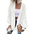 thumbnail image 1 of Women's Oversized Cardigan Sweater Front-Open Knitted Lantern Long Sleeve Thick Jacket, 1 of 6