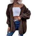 thumbnail image 1 of Women Oversized Cardigan Sweater Front Open Knitted Lantern Long Sleeve Thick Jacket, 1 of 6