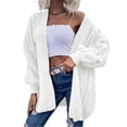 thumbnail image 1 of Women Oversized Cardigan Sweater Front Open Knitted Lantern Long Sleeve Thick Jacket, 1 of 6