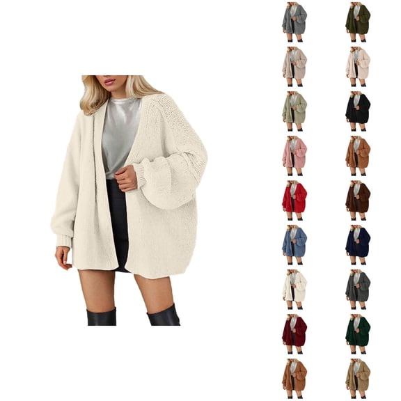 Knit Women's Cardigan Oversized Cozy Winter Open Front Cardigans Sweater Lightweight Long Sleeve Fall Fashion Tops Casual Loose Fit Comfortable Soft Yarn Outerwear