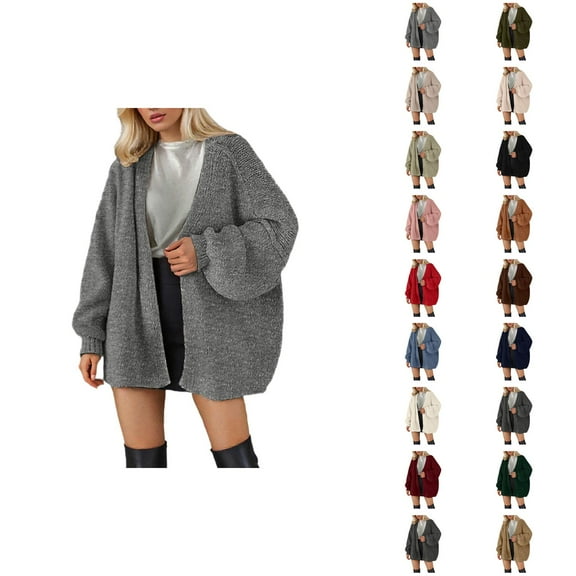 Oversized Open Front Cardigans for Women Casual Cozy Women's Cardigan Sweater Lightweight Knit Long Sleeve Fall Winter Fashion Tops Loose Fit Comfortable Soft Yarn Outerwear