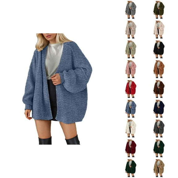 Knit Oversized Women's Cardigan Cozy Fall Open Front Cardigans Sweater Lightweight Long Sleeve Winter Fashion Tops Casual Loose Fit Comfortable Soft Yarn Outerwear
