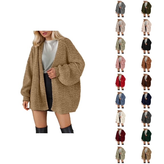 Summer Lightweight Cardigans for Women Open Front Casual Women's Cardigan Oversized Sweater Knit Long Sleeve Cozy Fall Winter Fashion Tops Loose Fit Comfortable Soft Yarn Outerwear