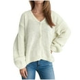 thumbnail image 1 of Women's Oversized Cardigan Sweaters V Neck Button Open Front Batwing Long Sleeve Knit Jackets Coats, 1 of 5