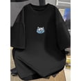 thumbnail image 1 of Women's Oversized Cartoon Graphic Tee - Black Casual Crew Neck Short Sleeve Top, Machine Washable, Relaxed Fit for Casual Attire Allseason Apparel Relaxed Fit Shirt Glossy Fabric Ladies T Shirts, 1 of 7
