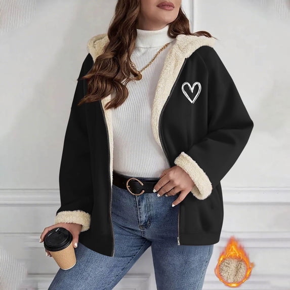 Women's Oversized Coat Zip Front Hooded Long Sleeve Casual Jacket with Pockets