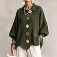 thumbnail image 1 of Women's Oversized Collared Knit Sweater with Large Metal Buttons Pullover Top Ribbed Knit Long Sleeve Lounge Wear Polo Shirt Business Cardigan Sweaters Casual Fall Winter Fashion Outerwear Army Green, 1 of 4