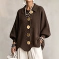 thumbnail image 1 of Women's Oversized Collared Knit Sweater with Large Metal Buttons Pullover Top Ribbed Knit Long Sleeve Lounge Wear Polo Shirt Business Cardigan Sweaters Casual Fall Winter Fashion Outerwear Coffee, 1 of 4
