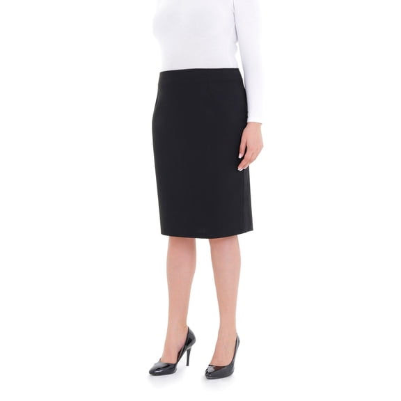 Women's Oversized Comfort Fit Knee-High Black Midi Pencil Skirt