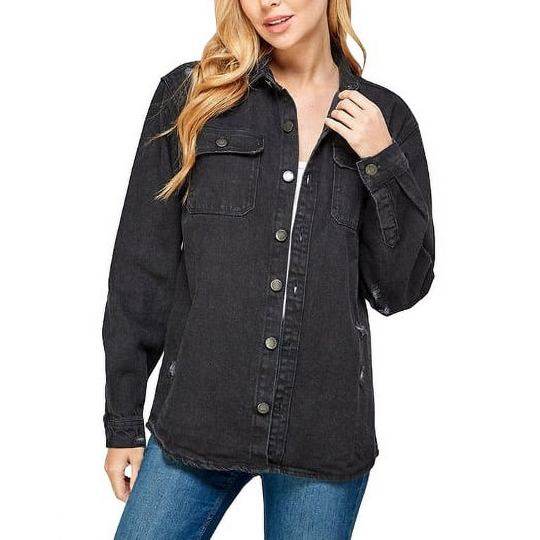 Distressed black hotsell denim shirt